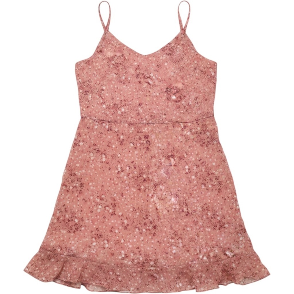 Abercrombie Kids Cami Dress Girls 11/12 Pink Floral Ruffle Smocked Chiffon